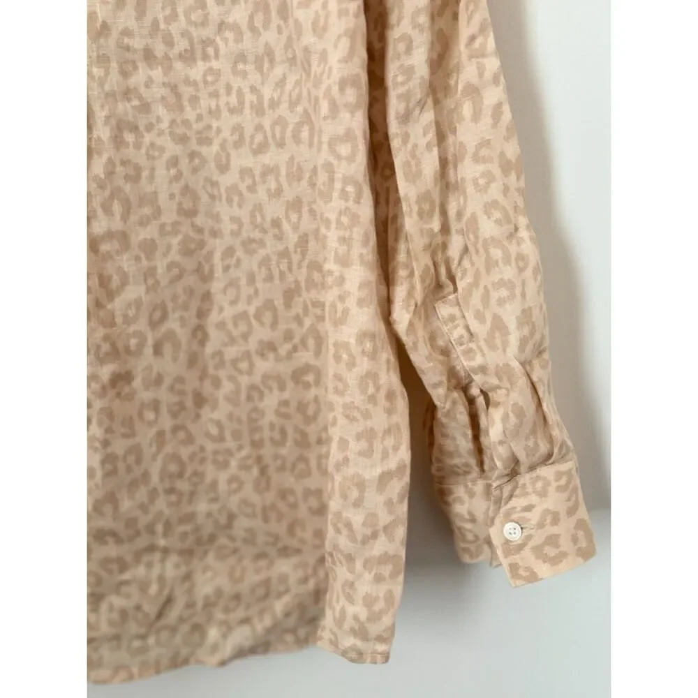 Gap 100% Linen Animal Print Shirt Women's Size Small New Neutral Classic N64 - Picture 9 of 14
